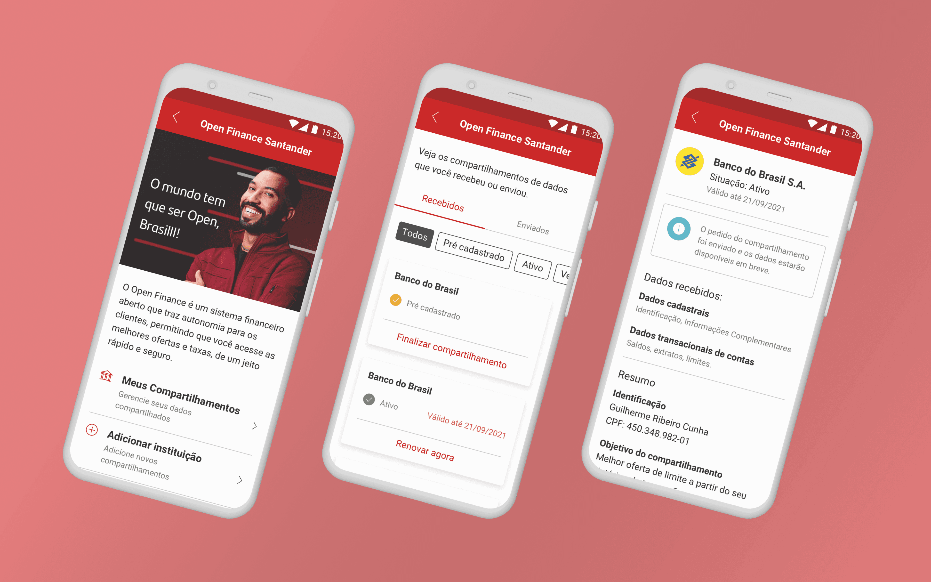Santander Open Finance mockup