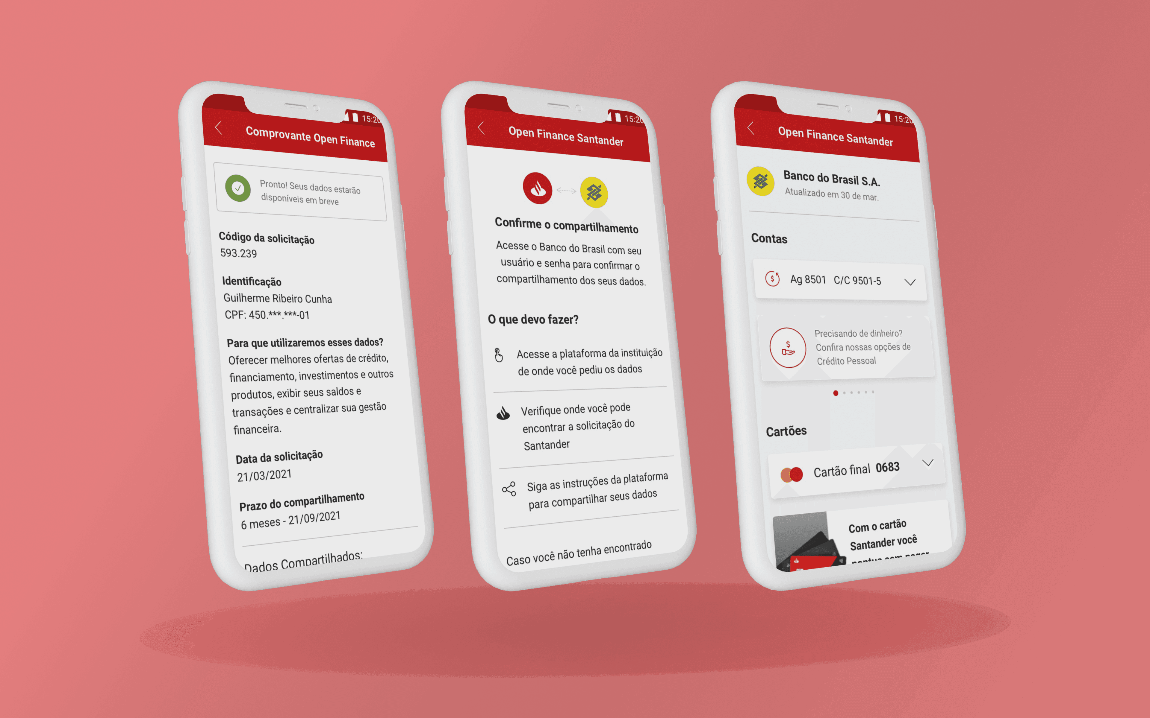 Santander Open Finance mockup